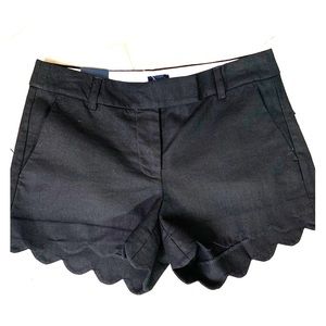 NWT j crew 4 black 4” linen scalloped hem shorts